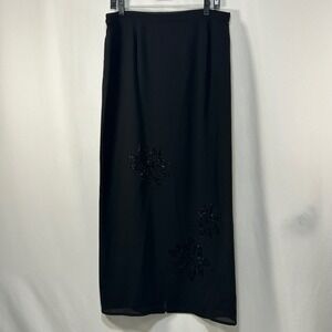 Cachet Black Maxi Skirt Size‎ 14 Beaded Embellished Evening Formal Party